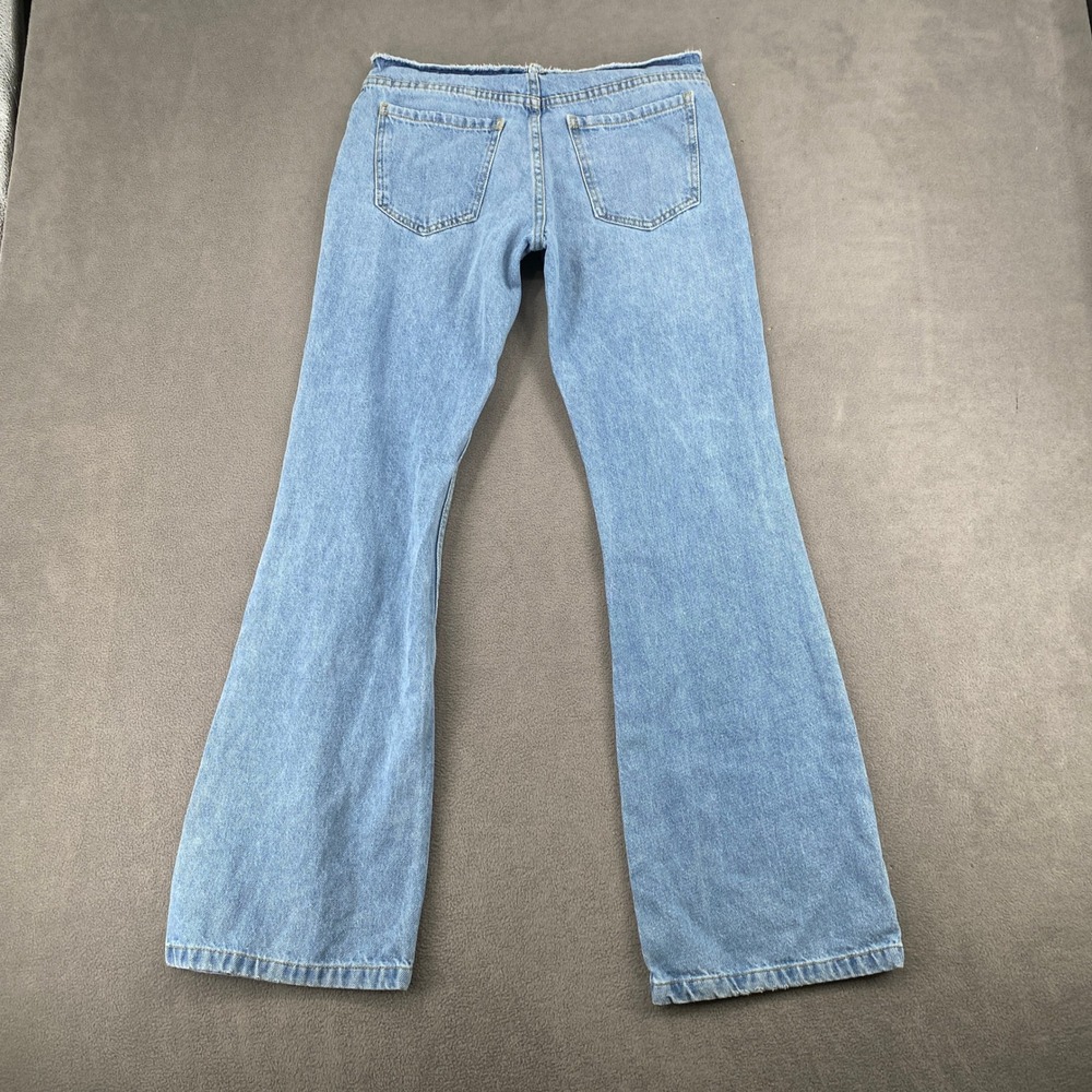 Dont Call Me Jennyfer Y2K Low Rise Flare Jeans Light Wash Raw Waist 24 US 34 FR - Picture 5 of 10